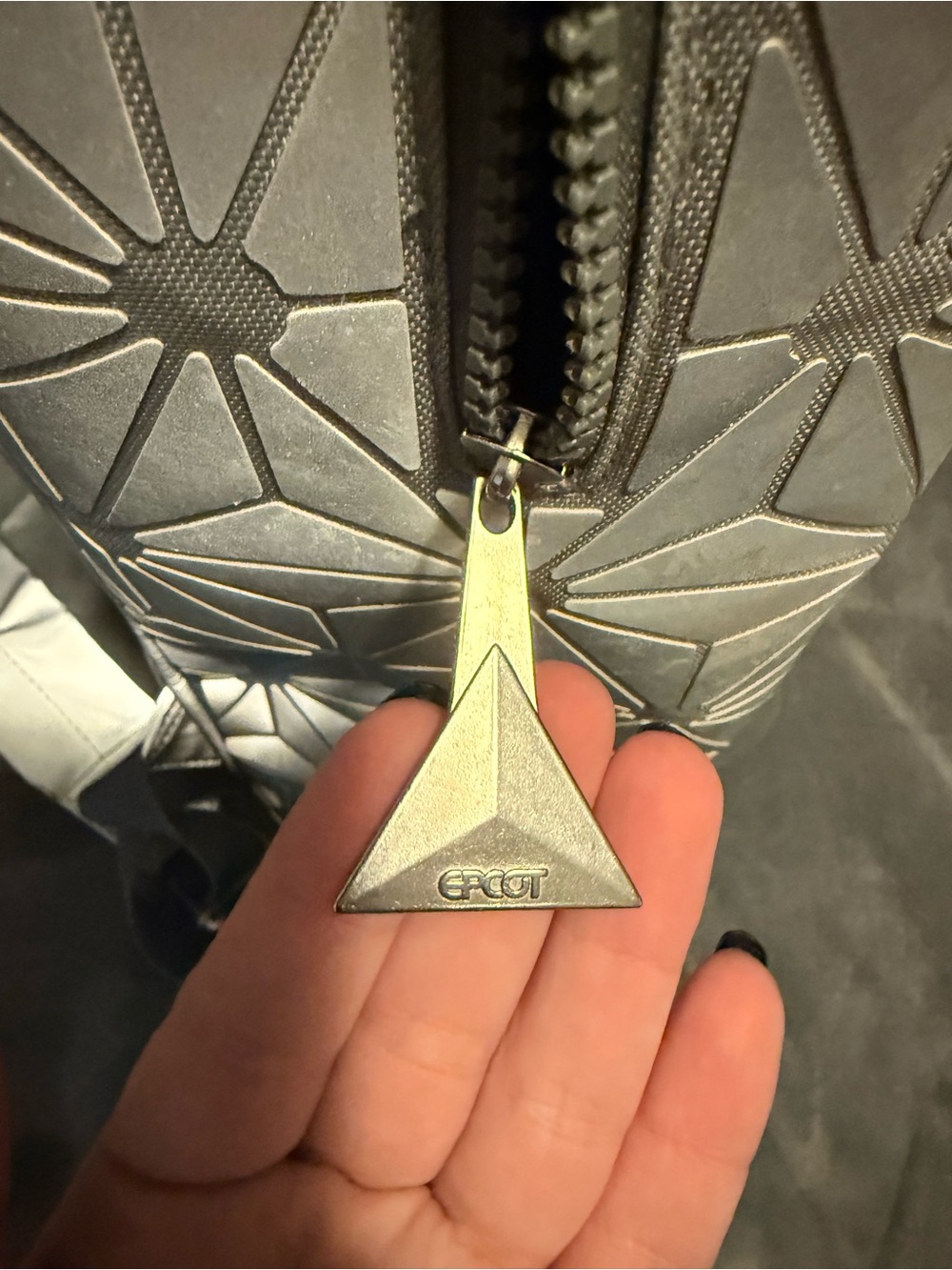 DISNEY EPCOT Geometric Reflective Backpack with Silver Pattern - Picture 4 of 5